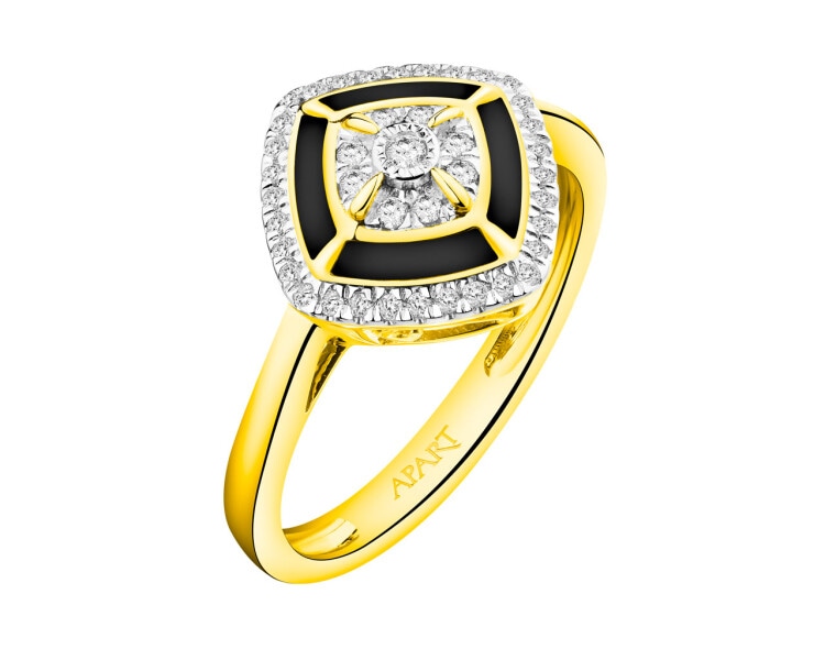 585 Yellow And White Gold Plated Ring with Diamonds 0,20 ct - fineness 585
