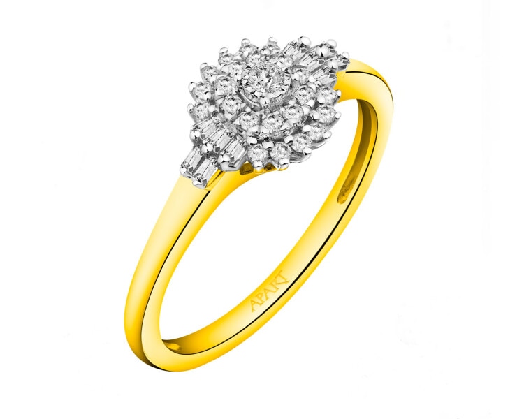 585 Yellow And White Gold Plated Ring 0,23 ct - fineness 585