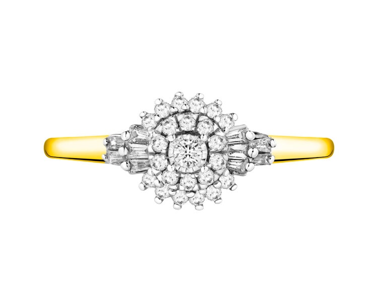 Prsten ze žlutého a bílého zlata s diamanty 0,23 ct - ryzost 585