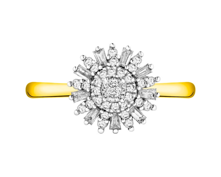 585 Yellow And White Gold Plated Ring 0,25 ct - fineness 585