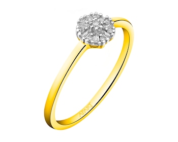 14 K Rhodium-Plated Yellow Gold Ring  0,11 ct - fineness 14 K