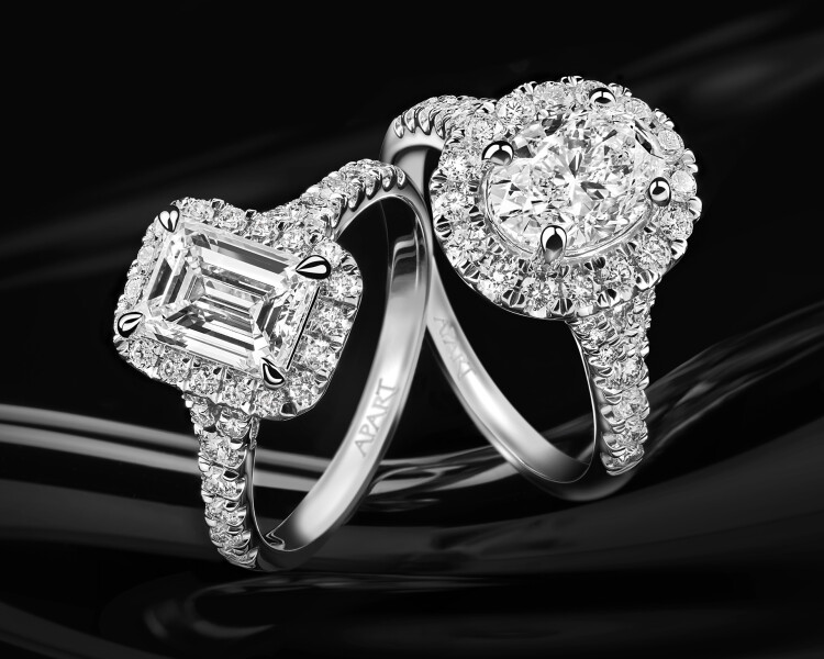 18 K Rhodium-Plated White Gold Ring - 2,15 ct - fineness 18 K