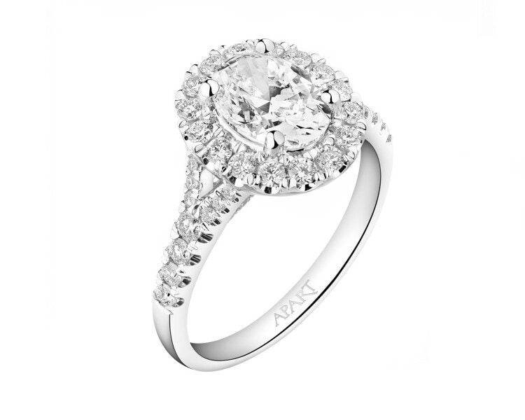 18 K Rhodium-Plated White Gold Ring 2,15 ct - fineness 18 K