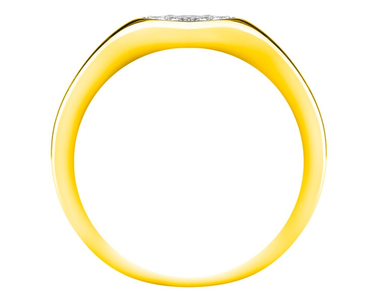 Pierścionek z żółtego złota z diamentami - sygnet 0,16 ct - próba 585