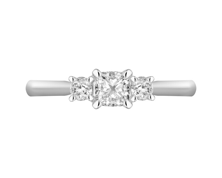 14 K Rhodium-Plated White Gold Ring - 0,70 ct - fineness 14 K