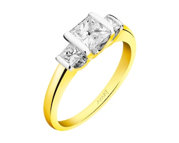 14 K Rhodium-Plated Yellow Gold Ring  1 ct - fineness 14 K