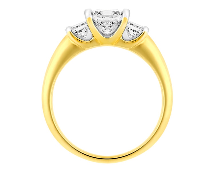14 K Rhodium-Plated Yellow Gold Ring 1 ct - fineness 14 K