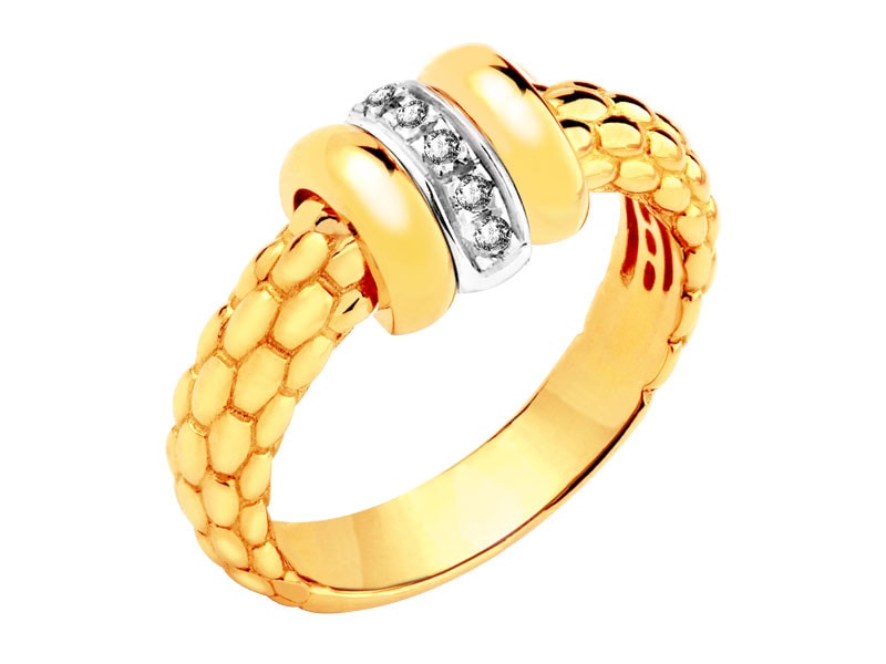 Yellow and white gold ring with brilliants 0,05 ct - fineness 750