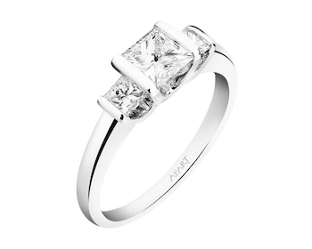 14 K Rhodium-Plated White Gold Ring  1 ct - fineness 14 K