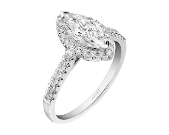 18 K Rhodium-Plated White Gold Ring 1,28 ct - fineness 18 K