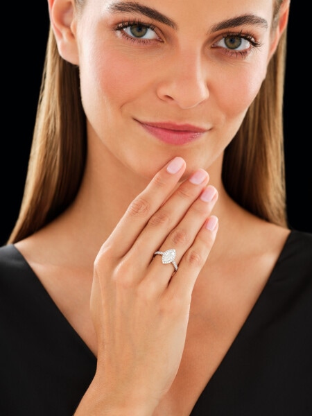 Pierścionek z białego złota z diamentami - SI1/H - 1,28 ct - próba 750