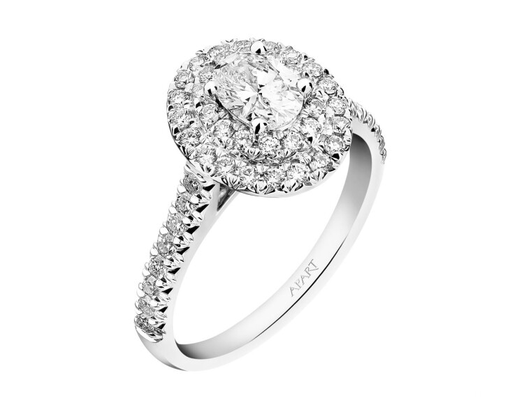 14 K Rhodium-Plated White Gold Ring 1 ct - fineness 14 K