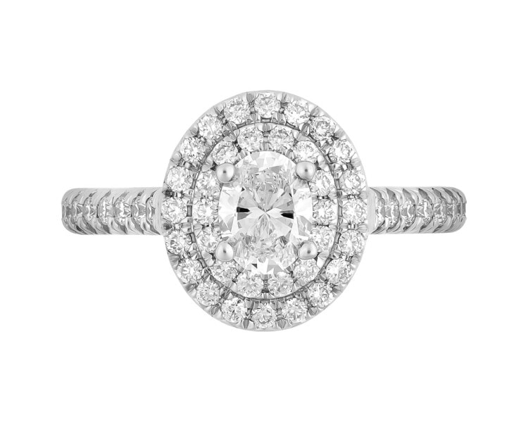14 K Rhodium-Plated White Gold Ring 1 ct - fineness 14 K