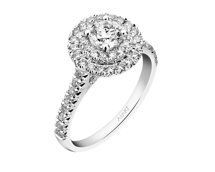 14 K Rhodium-Plated White Gold Ring 1,01 ct - fineness 14 K