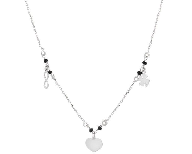 Stříbrný náhrdelník s broušeným sklem - srdce, nekonečno, čtyřlístek