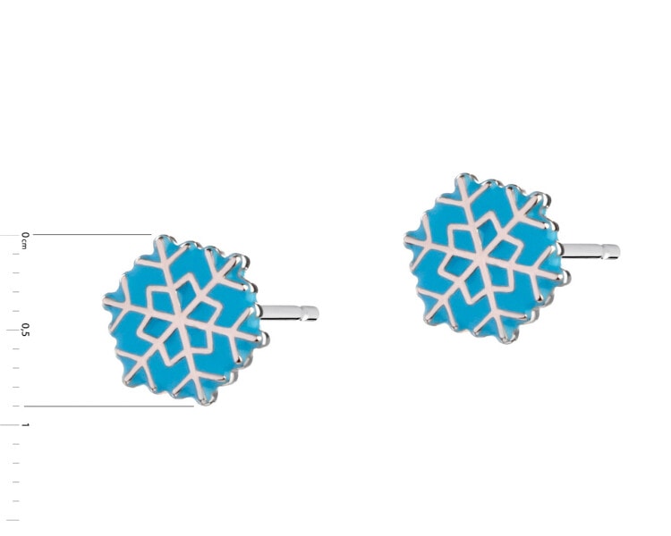 Stříbrné náušnice se smaltem - sněhové vločky