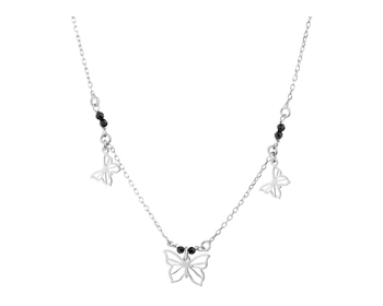 Stříbrný náhrdelník s broušeným sklem - motýli