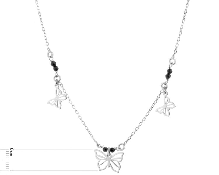 Naszyjnik srebrny ze szlifowanym szkłem - motyle