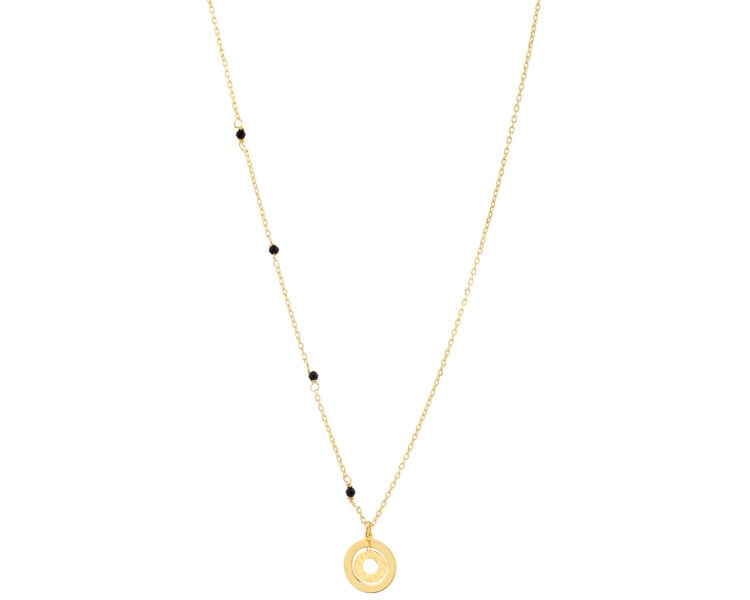 Pozlacený stříbrný náhrdelník s broušeným sklem - kroužky