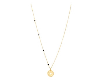 Pozlacený stříbrný náhrdelník s broušeným sklem - kroužky