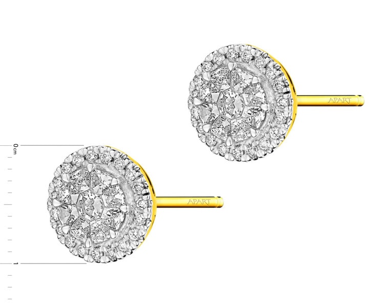 14 K Rhodium-Plated Yellow Gold Earrings  0,83 ct - fineness 14 K