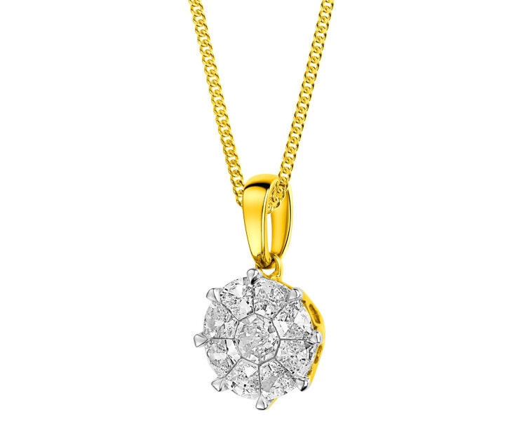 14 K Rhodium-Plated Yellow Gold Pendant with Diamonds 0,51 ct - fineness 14 K