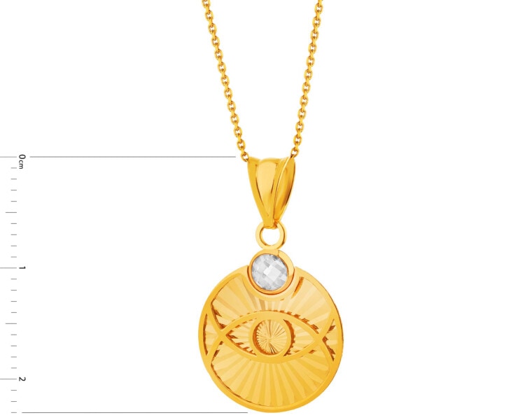 8 K Yellow Gold Pendant with Cubic Zirconia
