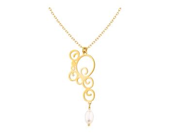 8 K Yellow Gold Necklace with Pearl