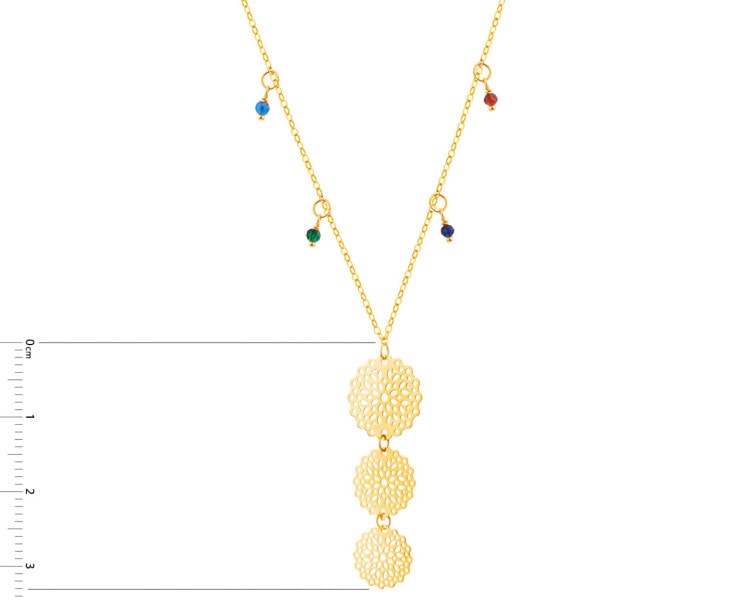 14 K Yellow Gold Necklace with Glass