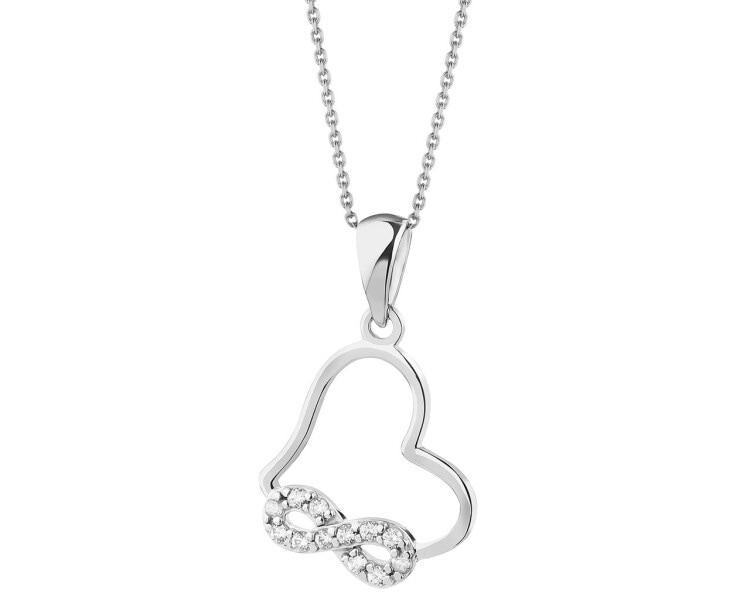 14 K Rhodium-Plated White Gold Pendant with Cubic Zirconia