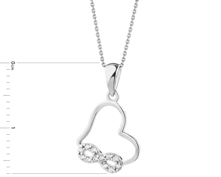 14 K Rhodium-Plated White Gold Pendant with Cubic Zirconia