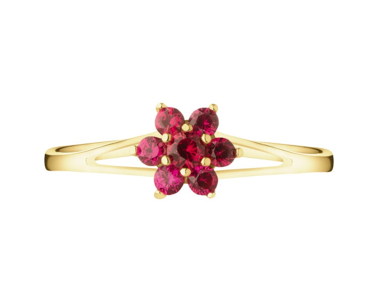 8 K Yellow Gold Ring with Synthetic Ruby
