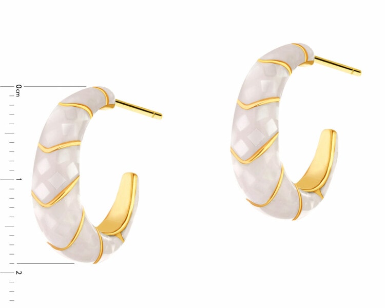 Gold-Plated Brass, Gold-Plated Silver Earrings with Shell