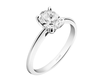 18 K Rhodium-Plated White Gold Ring with Diamond 1 ct - fineness 18 K