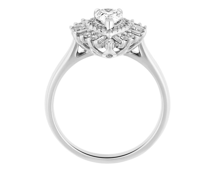 14 K Rhodium-Plated White Gold Ring 0,85 ct - fineness 14 K
