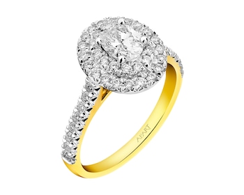 Prsten ze žlutého a bílého zlata s diamanty VS1/H 1,04 ct - ryzost 585