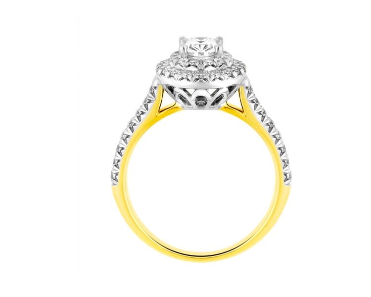 Prsten ze žlutého a bílého zlata s diamanty VS1/H 1 ct - ryzost 585