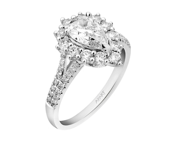 18 K Rhodium-Plated White Gold Ring 1,67 ct - fineness 18 K