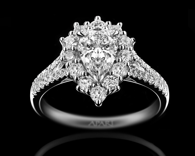 Pierścionek z białego złota z diamentami - VS2/H - 1,67 ct - próba 750