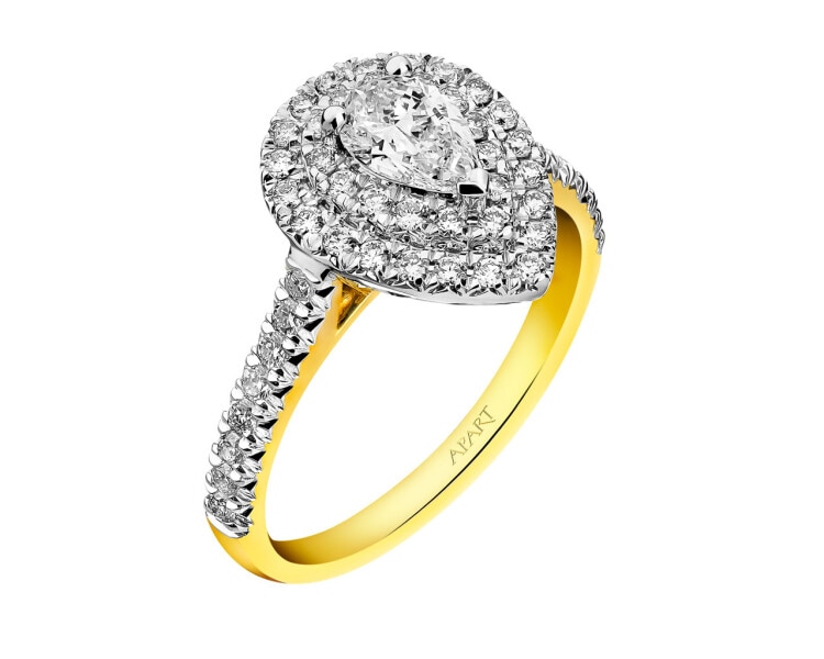 Prsten ze žlutého a bílého zlata s diamanty SI1/G 1 ct - ryzost 585