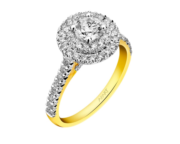 585 Yellow And White Gold Plated Ring 1,01 ct - fineness 585