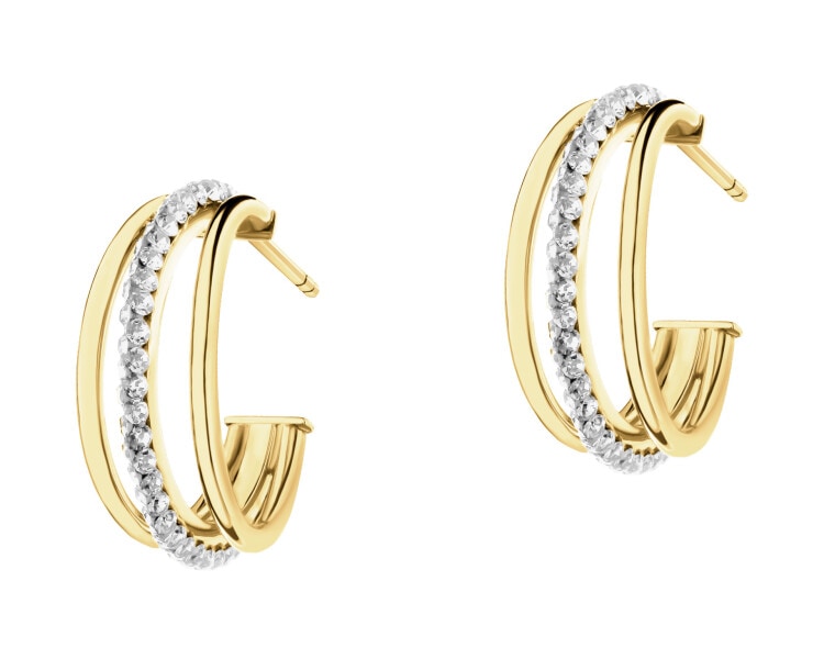 9 K Yellow Gold Dangling Earring with Cubic Zirconia