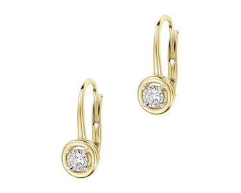 14 K Rhodium-Plated Yellow Gold Dangling Earring with Diamonds 0,10 ct - fineness 14 K