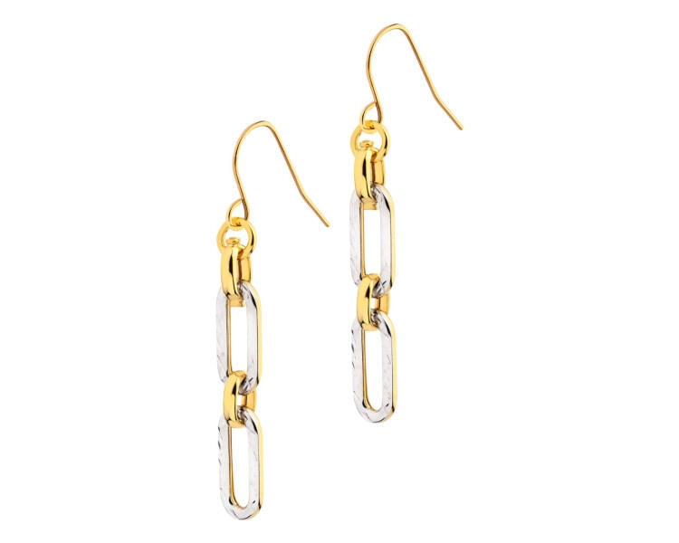 9 K Rhodium-Plated Yellow Gold Dangling Earring 