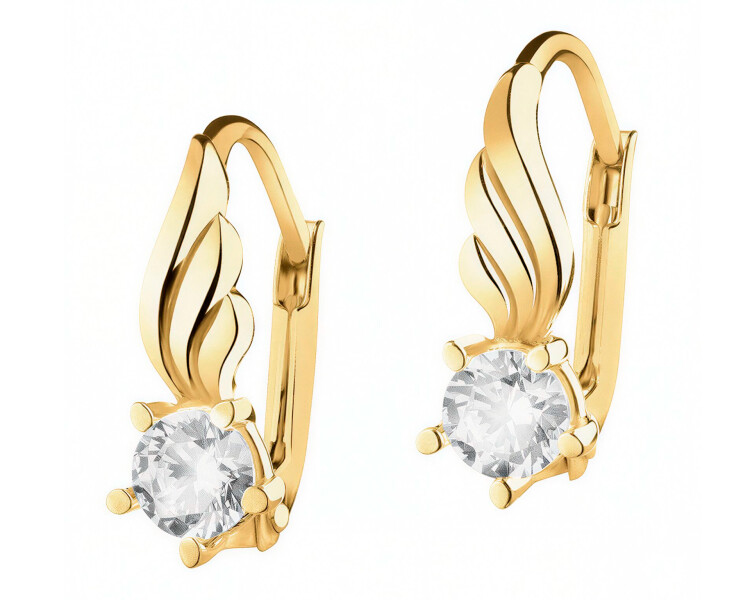 Gold earrings with zircons