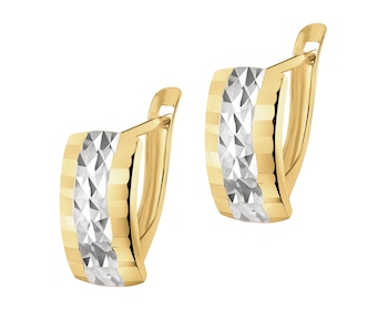 8 K Rhodium-Plated Yellow Gold Earrings