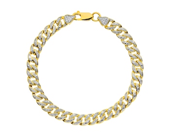 14 K Rhodium-Plated Yellow Gold Bracelet with Diamonds 0,42 ct - fineness 14 K