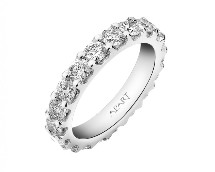 18 K Rhodium-Plated White Gold Ring with Diamonds 2,50 ct - fineness 18 K