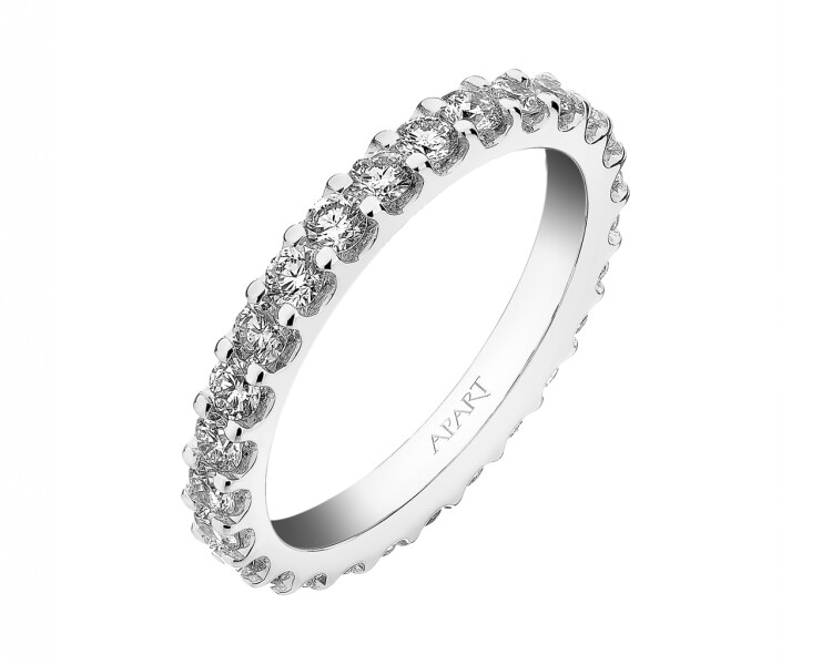 18 K Rhodium-Plated White Gold Ring with Diamonds 1,50 ct - fineness 18 K