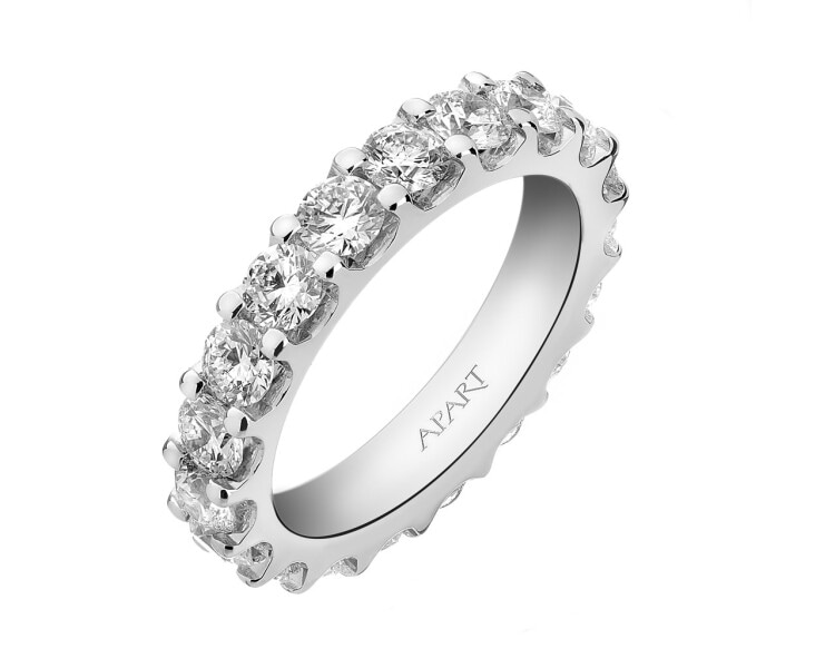 18 K Rhodium-Plated White Gold Ring with Diamonds 3,33 ct - fineness 18 K